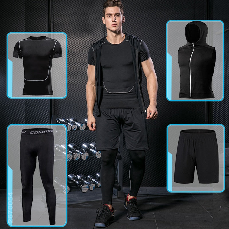 Men's Sports Suit Compression Tracksuit Fitness Gym Clothes For Jogging Sets Running Sportwear Training Exercise Workout Tights
