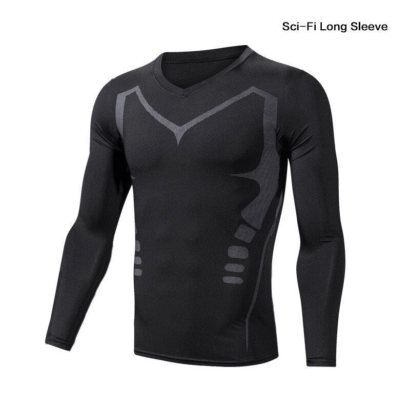 Quick Dry Men Running Compression T Shirt Fitness Tops Breathable Gym Sport Clothing Male Golf Sweatshirt Outdoor Workout