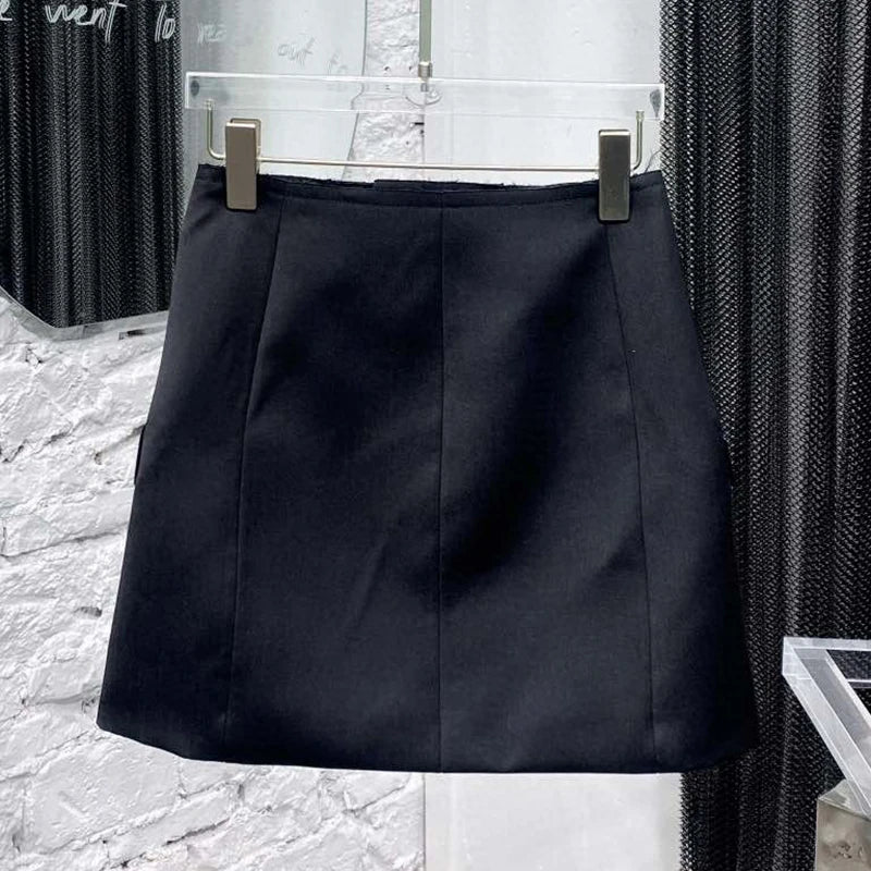 Casual Black Irregular Mini Skirts Females Korean Fashion Solid Slim High-waisted Skirt For Women Summer Style