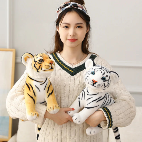 Load image into Gallery viewer, 1pc 23/27/33CM High Quality Kawaii Squatting Tiger Plush Toy Simulation Tiger Soft Doll Christmas Birthday Gifts for Children
