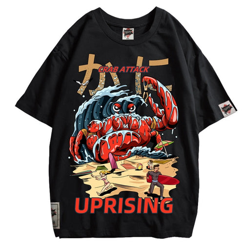 Load image into Gallery viewer, Crab Attack Short Sleeve T-shirt Personality Street Original Brand Hip Hop Punk men anime T shirt Print plus size
