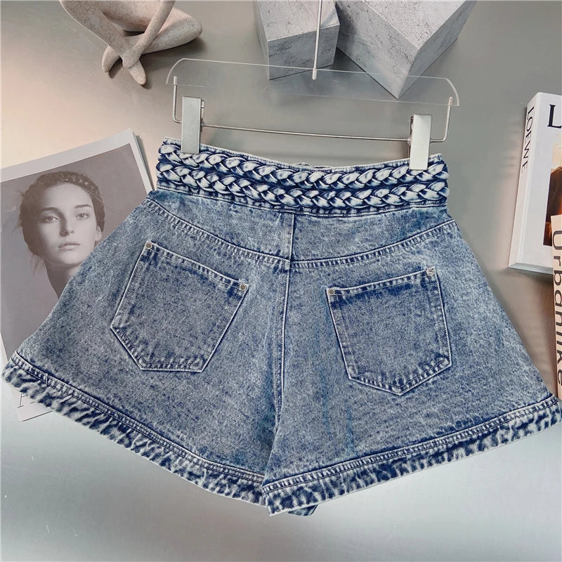 Casual Blue Denim Short For Women High Waist Straight Korean Loose Shorts Female Summer Fashion Clothing Style