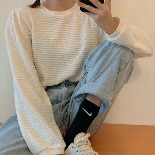 Load image into Gallery viewer, Solid Color All-match Long-sleeved T Shirt Women Round Collar Beige Female Tops  Spring Autumn Fashion Black T-shirts
