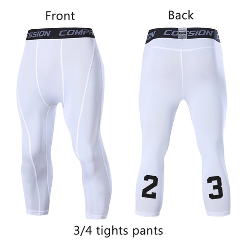 Load image into Gallery viewer, Men&#39;s Sports 3/4 Cropped Pants Gym Running Leggings Male Joggings Elastic Compressions Sweatpant Football Basketball Trousers
