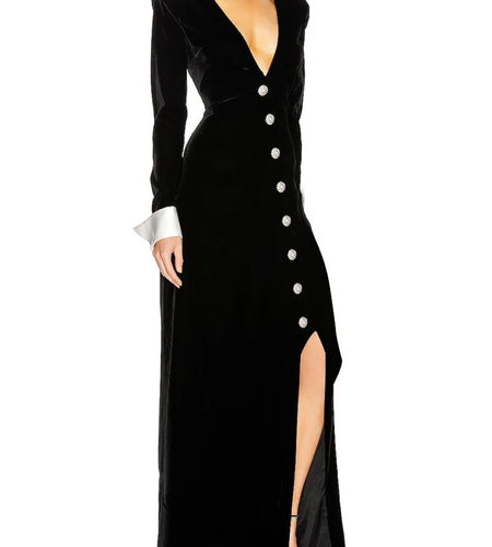 Vintage Plain Dress For Women V Neck Slim Long Sleeve Patchwork Single Breasted Mid A Line Dresses Female 2021 Autumn Style