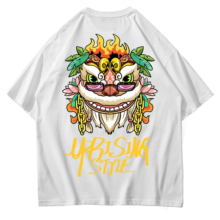 Hip Hop T Shirt Men Lion T-shirt Harajuku Streetwear Tshirt Cotton Short Sleeve Summer Tops Tee HipHop Back Printed