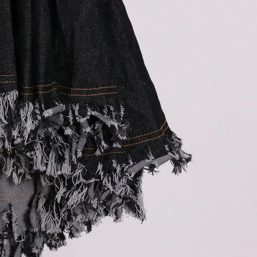 Load image into Gallery viewer, Asymmetrical Bodycon Denim Skirt For Women High Waist Patchwork Tassel Midi Skirts Female Fashion Clothing

