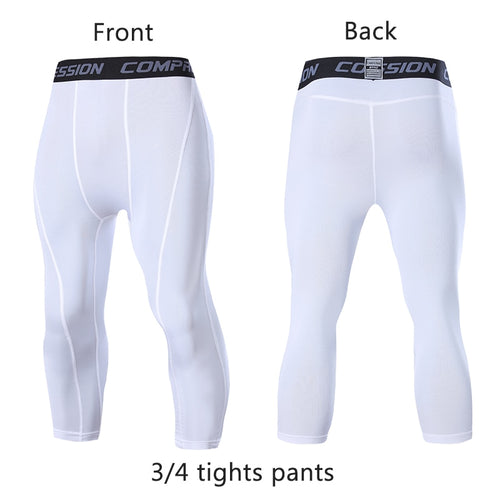 Load image into Gallery viewer, Men&#39;s Sports 3/4 Cropped Pants Gym Running Leggings Male Joggings Elastic Compressions Sweatpant Football Basketball Trousers
