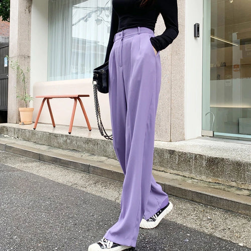 Load image into Gallery viewer, Casual Full Length Pants For Female High Waist Loose Pleated Wide Leg Pants For Female Fashion Summer Clothing
