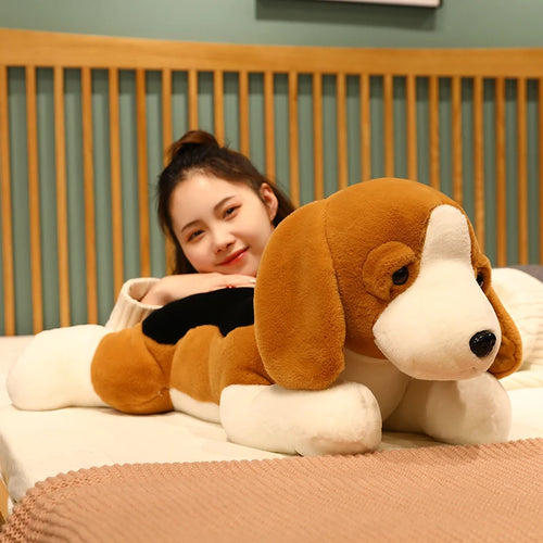 Load image into Gallery viewer, 40-80CM Kawaii Stuffed Dog Plush Toy Lying Beagle Puppy Dog with Clothes Soft Pillows Cute Animals Doll Baby Girl Birthday Gift
