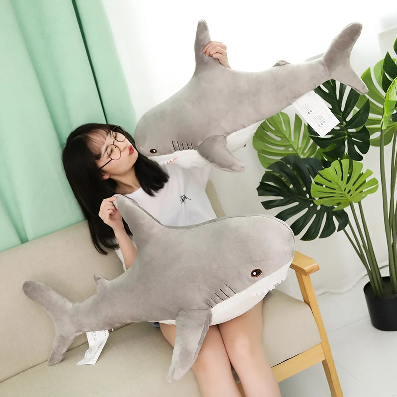 Hot 140cm Giant Shark Plush Toy Soft Stuffed Speelgoed Animal Reading Pillow for Birthday Gifts Cushion Doll Gift For Children