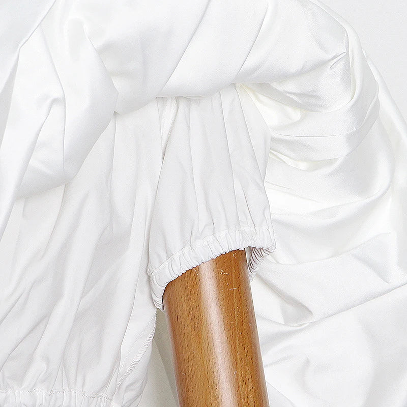 White Sexy Short Tops For Women Slash Neck Puff Sleeve Ruched Blouse Female Clothing Stylish Fashionable