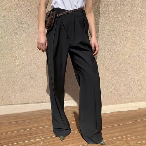 Load image into Gallery viewer, Casual Women Pants High Waist Ruched Loose Irregular Long Stragiht Trousers Female Spring Fashion Clothing
