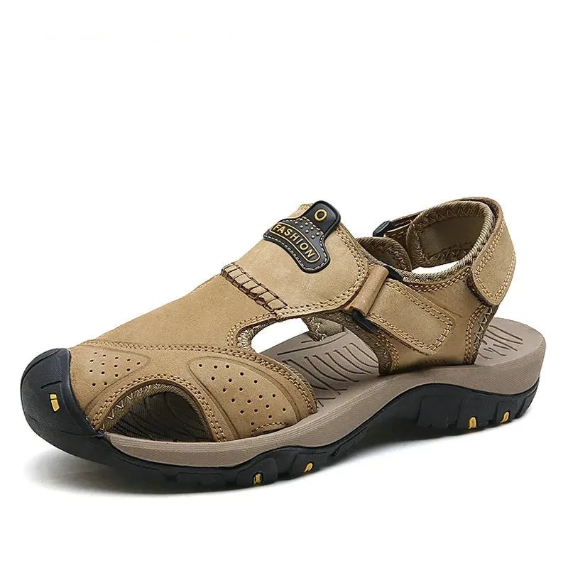 Summer Sandals Men Genuine Leather High Quality Beach Outdoor Sandals Comfortable Soft Footwear Rubber Shoes Size 48 v1
