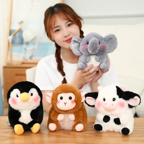 Load image into Gallery viewer, 18/40cm Cartoon  Anime Family Cow&amp;Penguin&amp;Elephant&amp;Pig&amp;Rabbit Plush Toys for Children Stuffed Doll Baby Appease Toys Xmas Gifts
