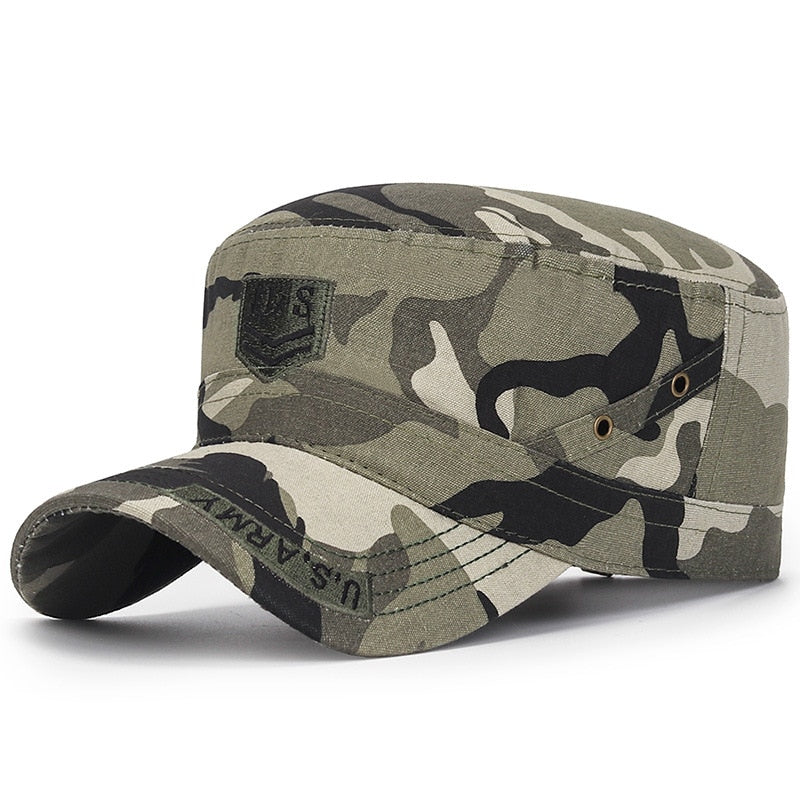 Flat Top U.S. ARMY Military Cap Bone Baseball Cap For Men Cotton Camouflage Tactical Snapback Hats