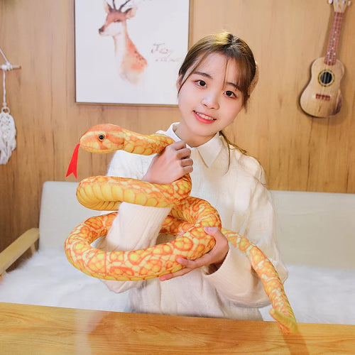 Load image into Gallery viewer, 1pc 110/200cm Simulation Cobra and Python Snake Plush Toy Soft Stuffed Zodiac Dolls Funny Gift for Children Kids Party Toys
