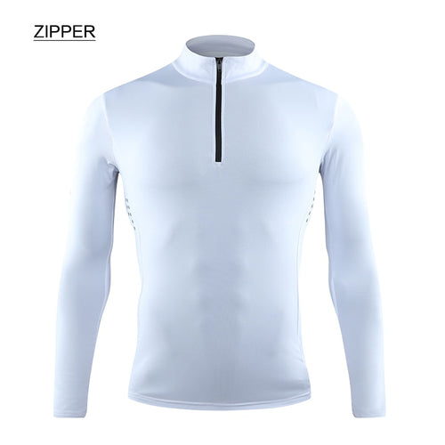 Load image into Gallery viewer, Men Tight Sport T-Shirt Long Sleeve Gym Running Clothing Fitness Compression Sportswear Zip Pullover Hiking Rashgard Sweatshirt
