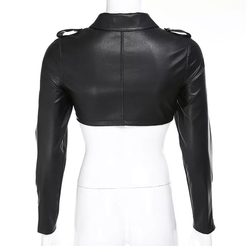 Load image into Gallery viewer, Street Motorcycle Faux Leather Jacket Women Zipper Cropped Jacket Coat Outerwear Autumn Basic Jackets Ladies Cardigan
