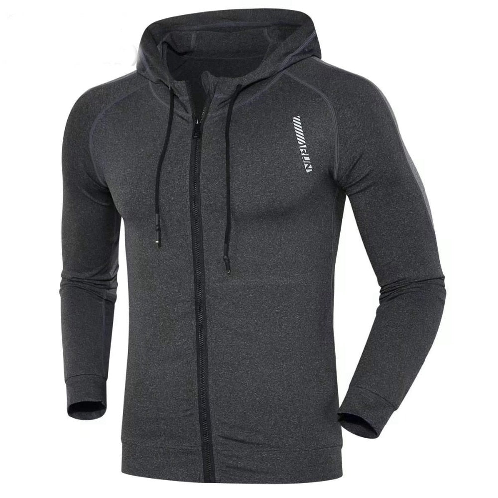 Hooded Fitness Sport Jacket Men Quick Dry Running Coat Zipper Hoody Sweatshirt Sportswear Gym Hoodies Training Clothing