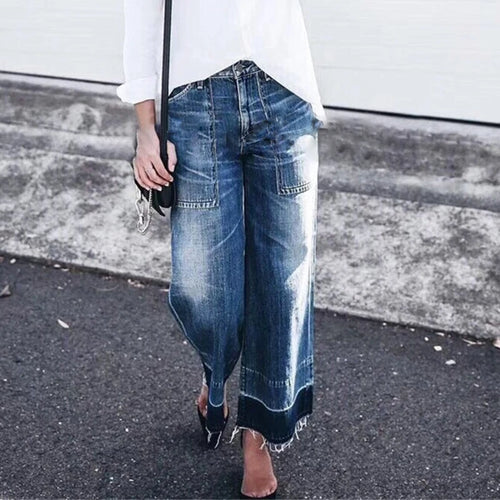 Load image into Gallery viewer, Loose Denim Wide Leg Pants For Women High Waist Hit Color Casual Jeans Female Fashion Clothing Spring Tide
