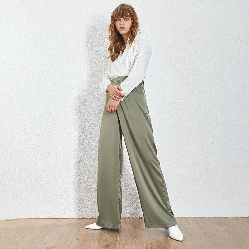 Summer Loose Casual Trousers For Women High Waist Maxi Wide Leg Pants Female Elegant Fashion Clothes
