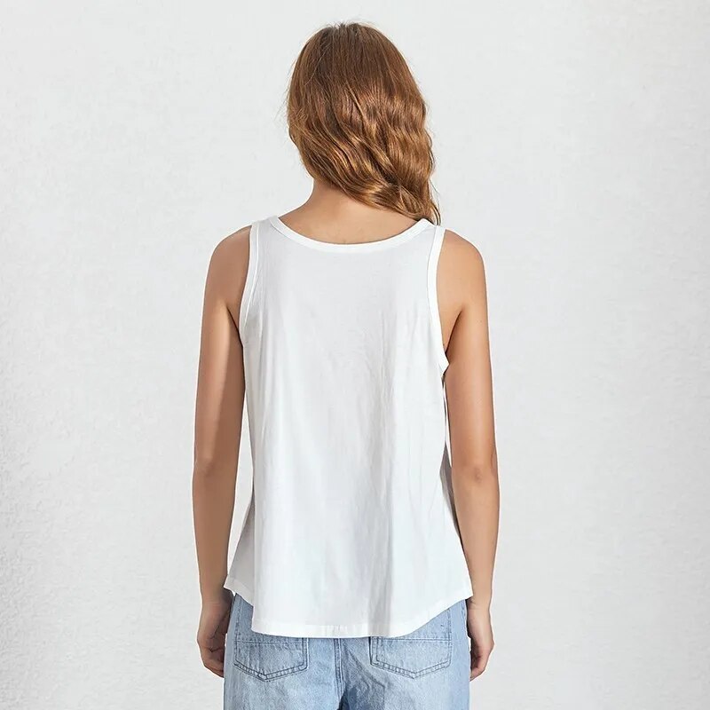 V Neck Vest Top For Women Basic Pocket Patchwork Big Size Female T-shirt Vests Summer Fashion Casual Clothing