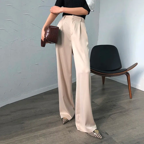 Load image into Gallery viewer, Maxi Pants For Women High Waist Zipper Pocket Summer Big Large Size Long Trousers Fashion Elegant Clothing
