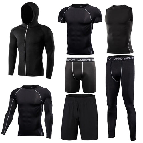 Load image into Gallery viewer, Men&#39;s Tight Sportwear Suit GYM Running Fitness Jogging Sport Wear Compression Leggings Training Pants Workout Sport Clothes Sets
