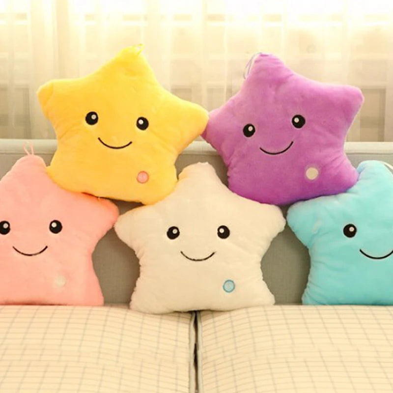 1pc 40*35 Star Pillow Luminous Pillow,Led Light Pillow,Plush Pillow, Hot Colorful Stars,Kids Toys,Birthday Gifts,Christmas Toys