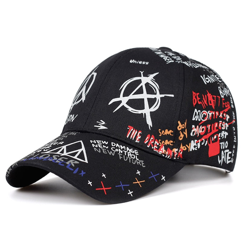 Graffiti printing baseball cap 100%cotton fashion casual hat men and women adjustable sun caps hip hop dad hats