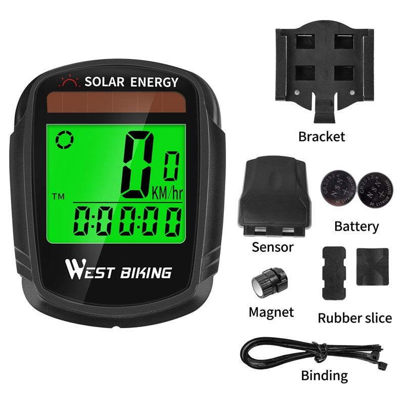 Bike Computer Speedometer Odometer Multifunctional Cycling Computer Rainproof Solar Power Bicycle Wireless Computer