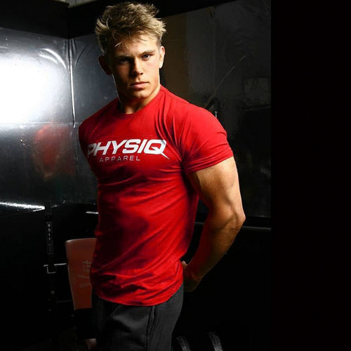 Load image into Gallery viewer, Men Casual Cotton T-shirt Gym Fitness Bodybuilding Short Sleeves Tees Tops Summer Male Black Print Training Clothing
