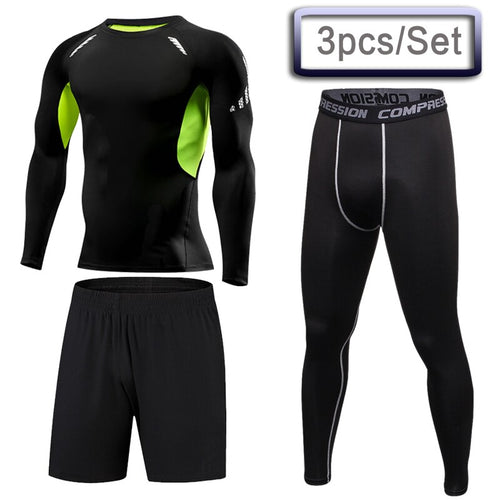 Load image into Gallery viewer, 3 Pcs Outdoor Jogging Sport Suits Men Gym Sportswear Running Track Suits Fitness Body Building Sport Outwear Clothing Suit Male
