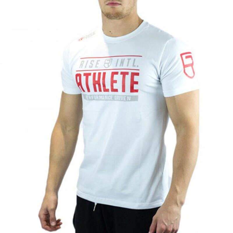 Men Brand T-shirt Gym Fitness Bodybuilding Slim Summer Casual Fashion Print Male Cotton Tee Shirt Tops Crossfit Clothing