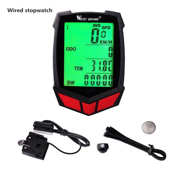 Bicycle Computer Wireless 20 Functions Speedometer Odometer Cycling Computer Wired/Wireless+ Stopwatch Bike Computer