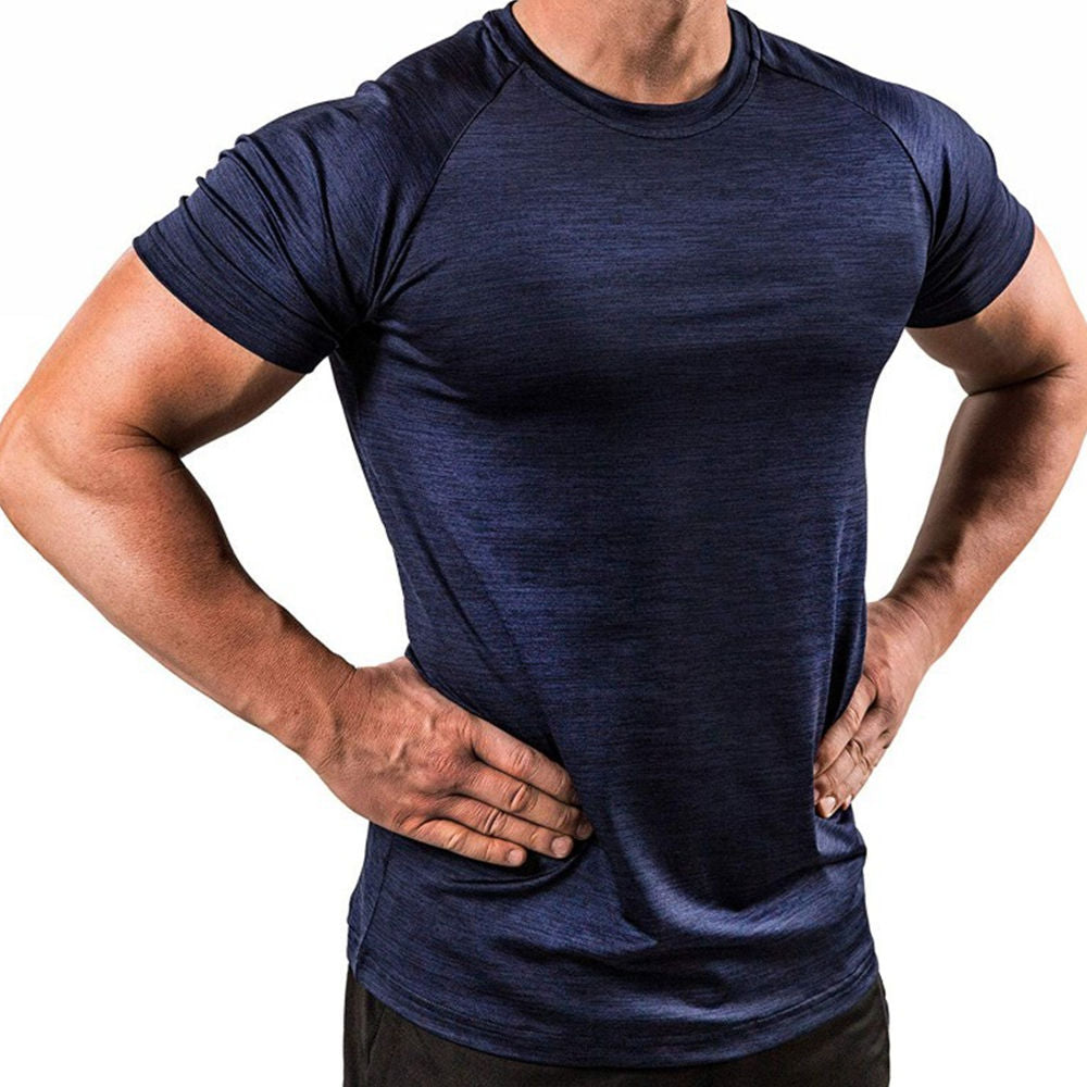 Short sleeve Quick dry Solid T-shirt Men Gyms Fitness Bodybuilding Skinny t shirt Male Jogger Workout Tee Tops Crossfit Clothing