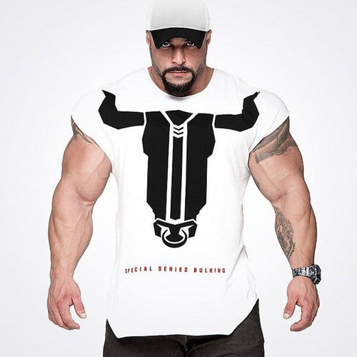 Load image into Gallery viewer, Men Gym Fitness Bodybuilding Skinny T-shirt Summer Casual Fashion Print Male Cotton Tee Shirt Tops Crossfit Clothing
