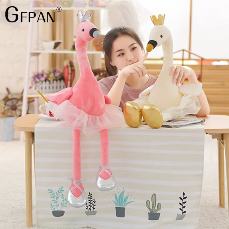 1pc Beautiful Skirt Swan White&Pink Color Super Lovely Animal Stuffed&Plush Baby Cotton Toys Party Doll For Children Girls Kids