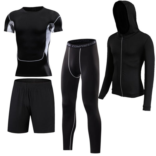 Load image into Gallery viewer, 4 Pcs Outdoor Jogging Sport Men Suits Male Tracksuit Outdoors Suit Men&#39;s Gym Sportswear Running Track Suits Casual Sportswear
