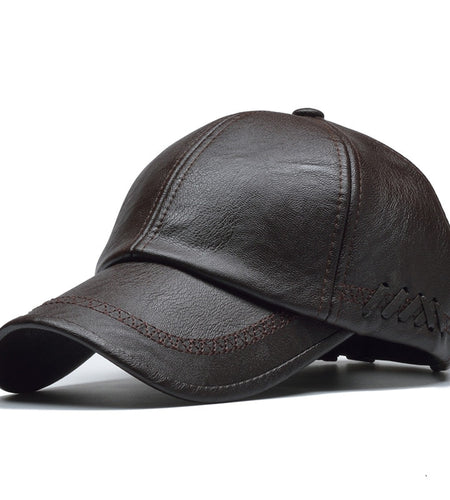 High Quality Leather Cap for Men Solid Winter Pu Leather Baseball Caps Brand Snapback Hat Bone Masculino Fitted hats
