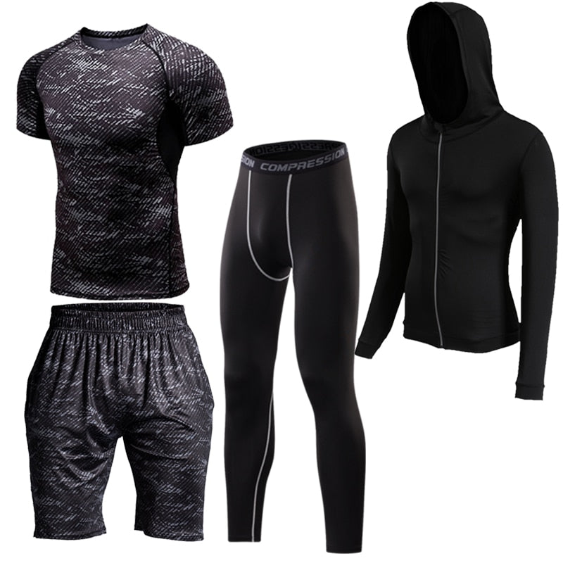 4 Pcs Outdoor Jogging Sport Men Suits Male Tracksuit Outdoors Suit Men's Gym Sportswear Running Track Suits Casual Sportswear