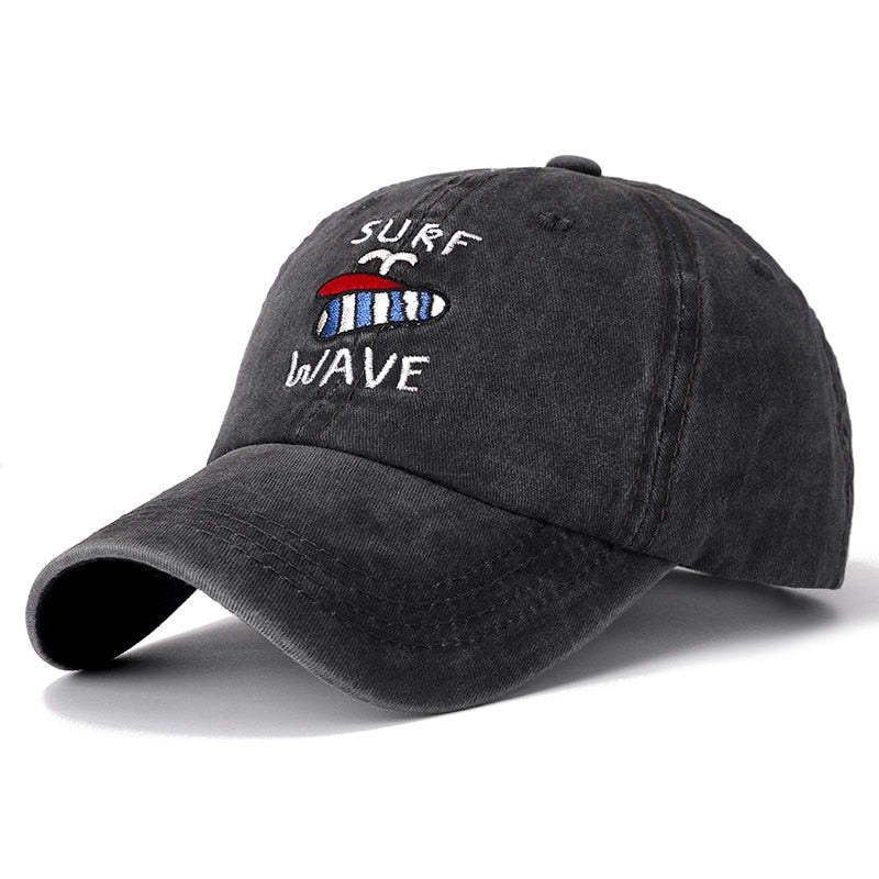 Unisex High Quality Cap Surf Wave Embroidered Washed Cotton Baseball Cap Men Women Casual Adjustable Retro Snapback Hats