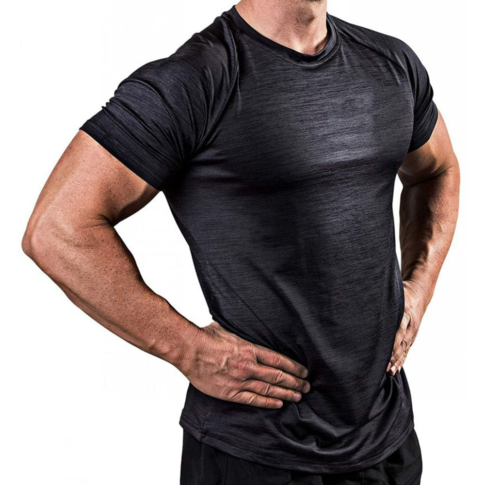 Short sleeve Quick dry Solid T-shirt Men Gyms Fitness Bodybuilding Skinny t shirt Male Jogger Workout Tee Tops Crossfit Clothing