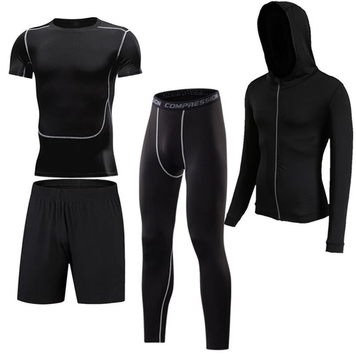 Load image into Gallery viewer, 4 Pcs Outdoor Jogging Sport Men Suits Male Tracksuit Outdoors Suit Men&#39;s Gym Sportswear Running Track Suits Casual Sportswear
