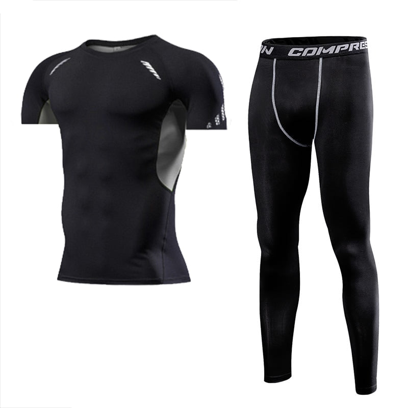 Men Clothing Sportswear Gym Fitness Compression Suits Running Set Sport Outdoor Jogging Quick Dry Tight