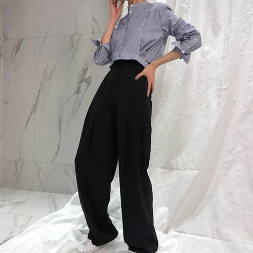 Load image into Gallery viewer, Trouser For Women High Waist Causal Loose Wide Leg Pants Female Autumn Korean Fashion Elegant
