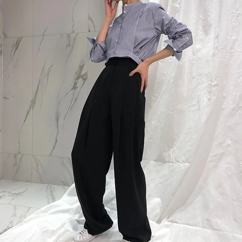 Trouser For Women High Waist Causal Loose Wide Leg Pants Female Autumn Korean Fashion Elegant