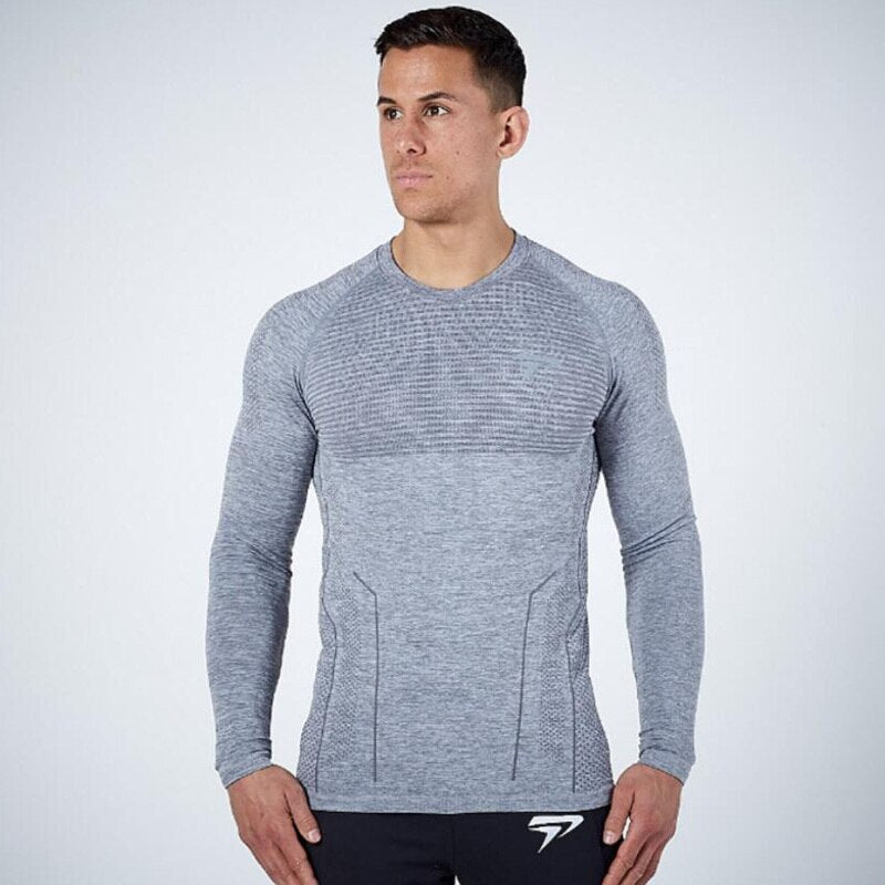 Men Compression Quick Dry T-shirt Running Sports Long Sleeve Shirt Gym Fitness Bodybuilding Tees Tops Male Training Clothing