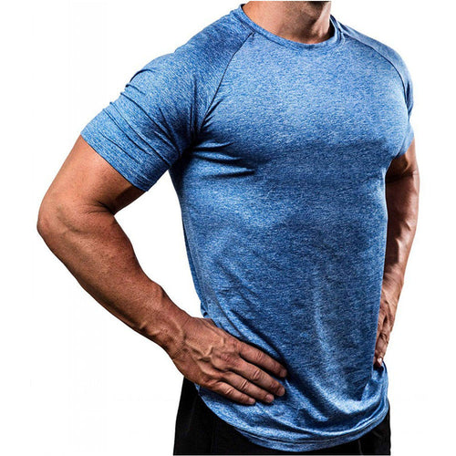 Load image into Gallery viewer, Short sleeve Quick dry Solid T-shirt Men Gyms Fitness Bodybuilding Skinny t shirt Male Jogger Workout Tee Tops Crossfit Clothing
